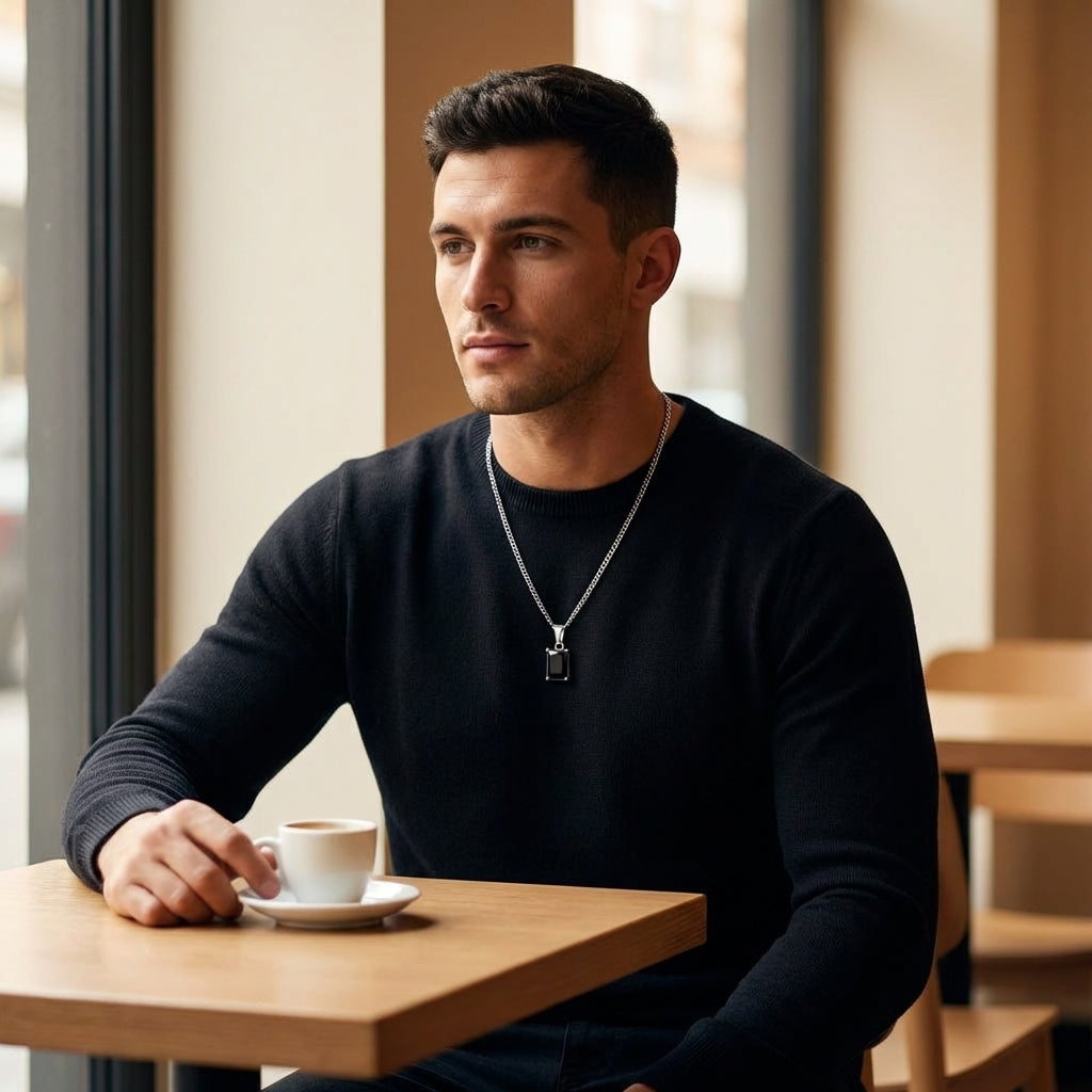 STAVR Cafe — Black Onyx Necklace — Silver