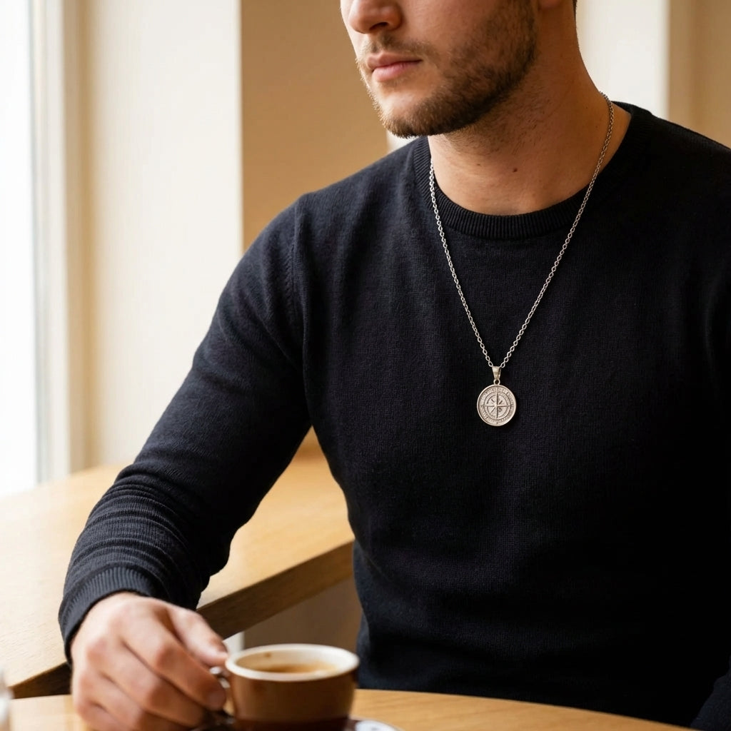 STAVR Cafe — Compass Mini Pendant — Silver