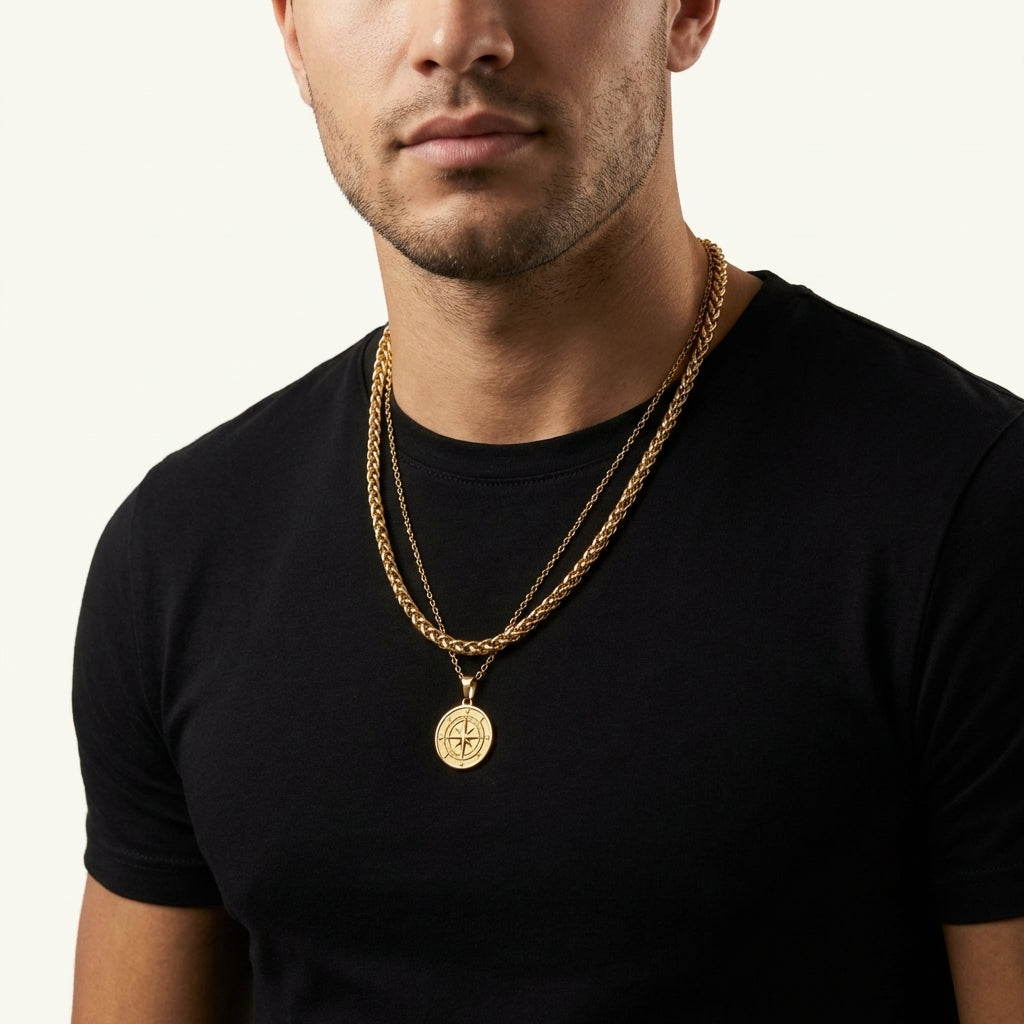 STAVR Onmodel — Compass × Wheat Set — 18K Gold