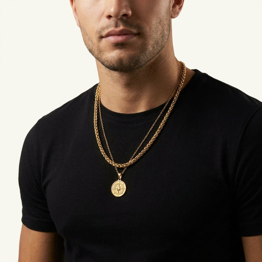 STAVR Onmodel — Compass × Wheat Set — 18K Gold