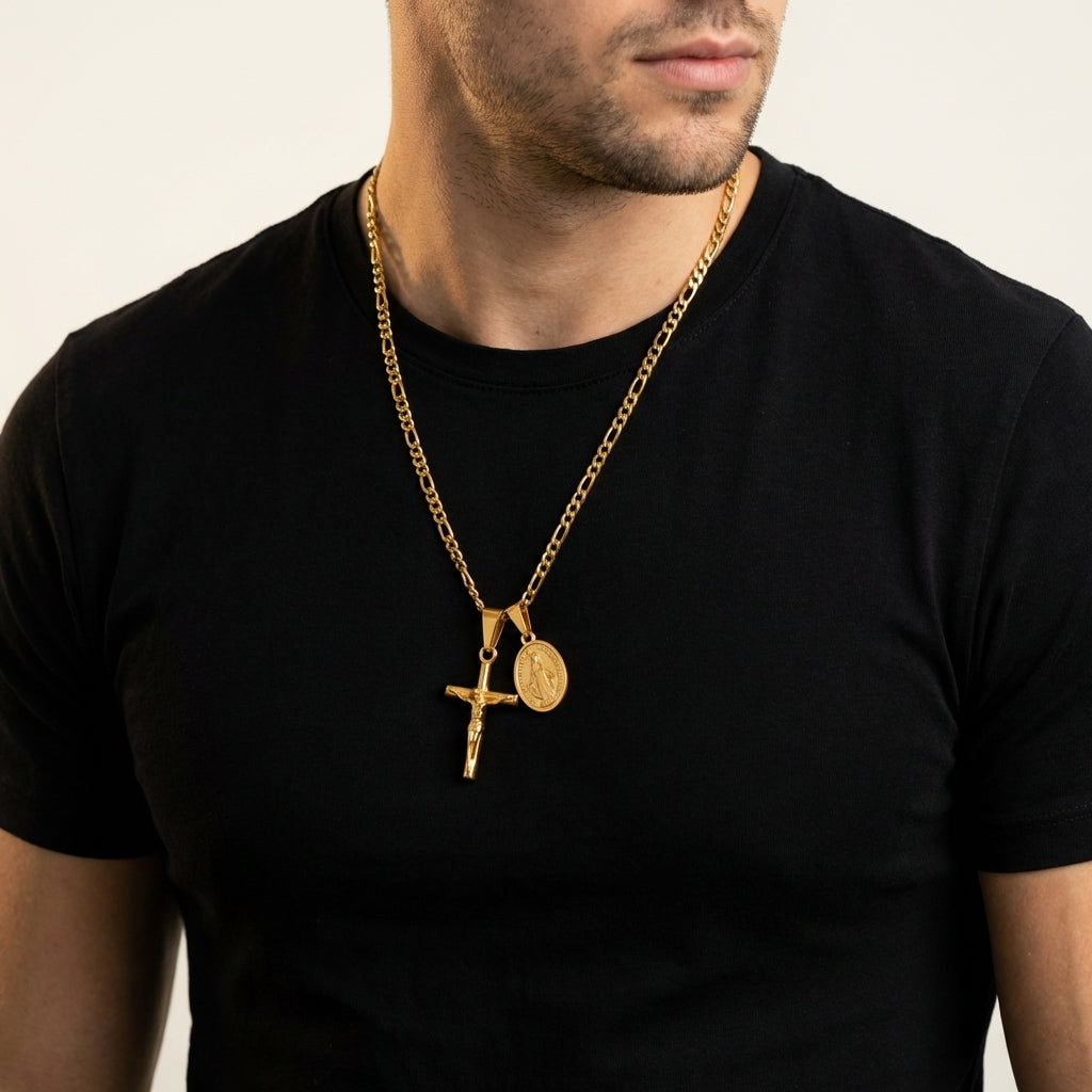 STAVR Onmodel — Cross & Mary Set — 18K Gold