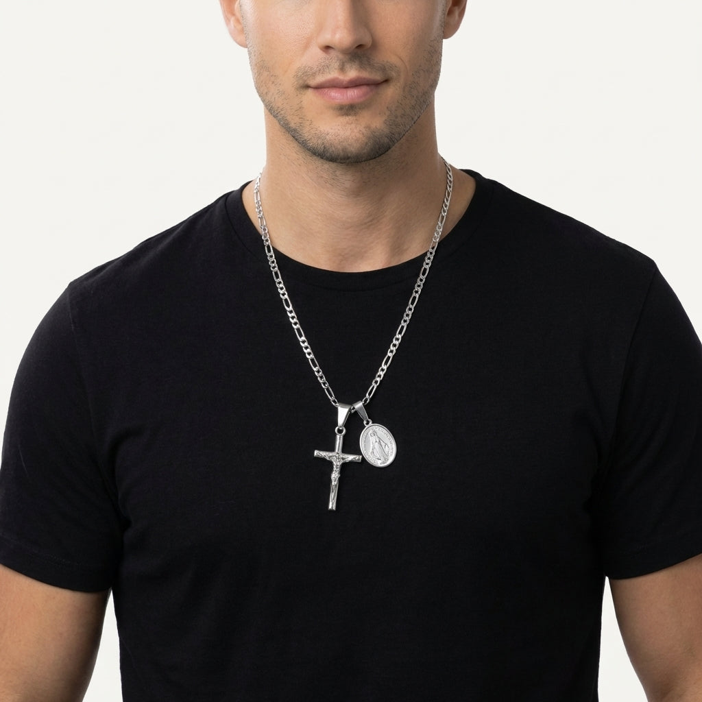 STAVR Onmodel — Cross & Mary Set — Silver