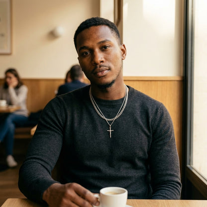 STAVR Cafe — Cross × Cuban Link Set — Silver