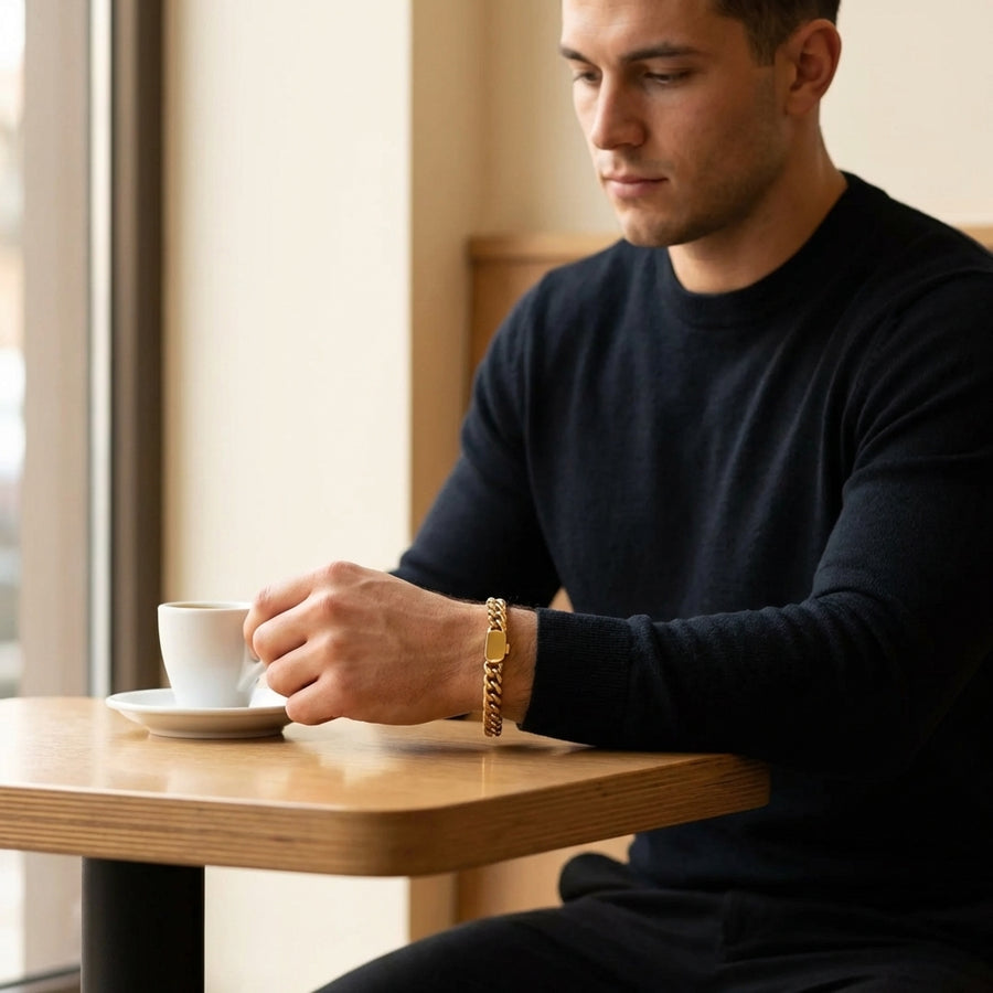 STAVR Cafe — Cuban Link 8MM Bracelet — 18K Gold