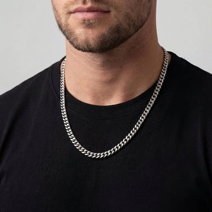 STAVR onmodel — Cuban Link 8MM Chain — Silver