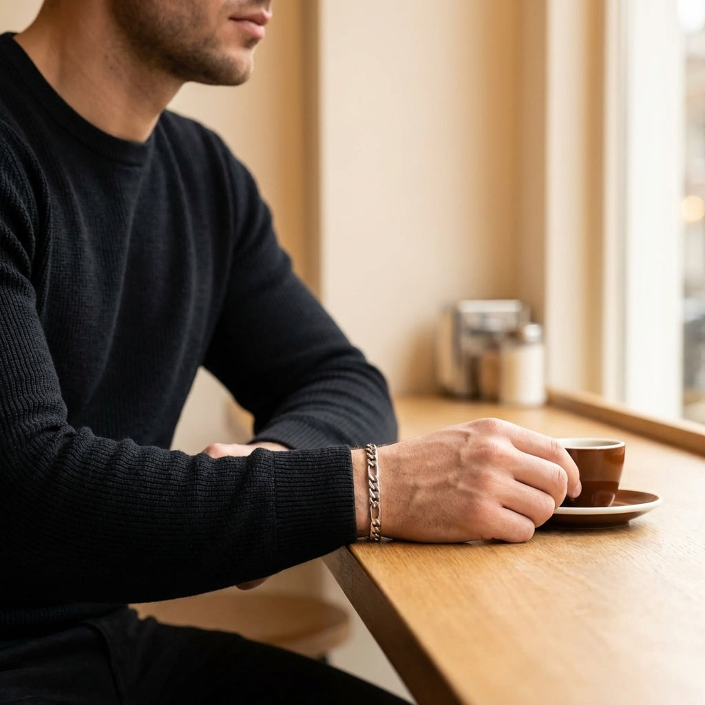 STAVR Cafe — Figaro 5MM Bracelet — Silver
