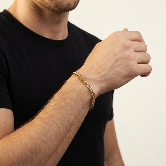 STAVR Onmodel — Franco 3MM Bracelet — 18K Gold