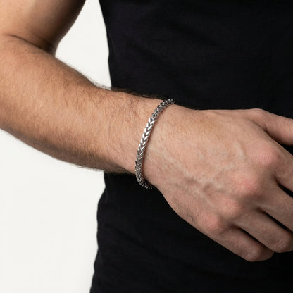 STAVR Onmodel — Franco 3MM Bracelet — Silver