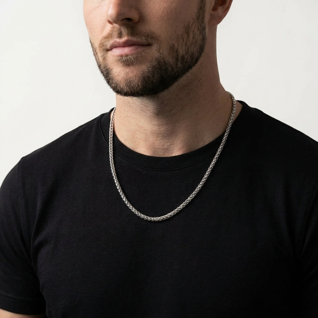 STAVR Onmodel — Franco 5MM Chain — Silver