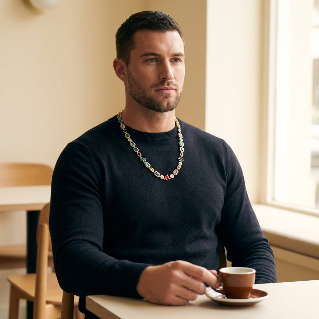 STAVR Cafe — Iced Gemstone Necklace — 18K Gold