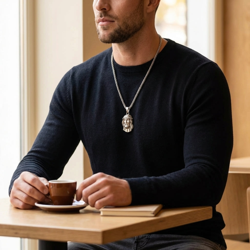 STAVR Cafe — Jesus Piece Iced Pendant — Silver