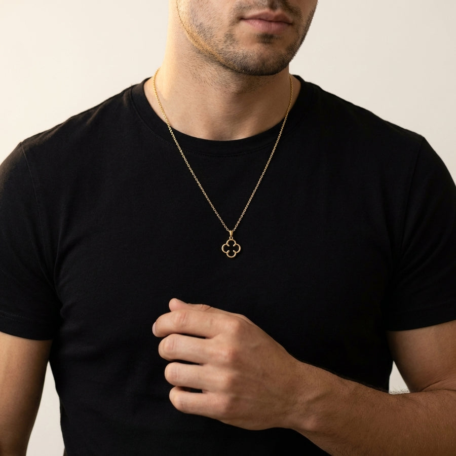 STAVR Onmodel — Lucky Charm Pendant — 18K Gold