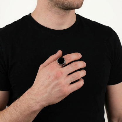 STAVR Onmodel — Onyx Signet Ring — Silver