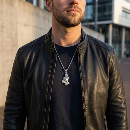 STAVR Urban — Praying Hands Iced Pendant — Silver