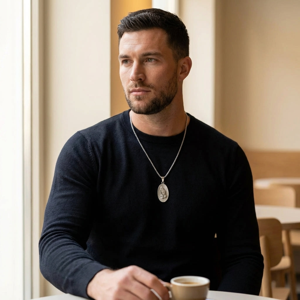 STAVR Cafe — Praying Hands Pendant — Silver