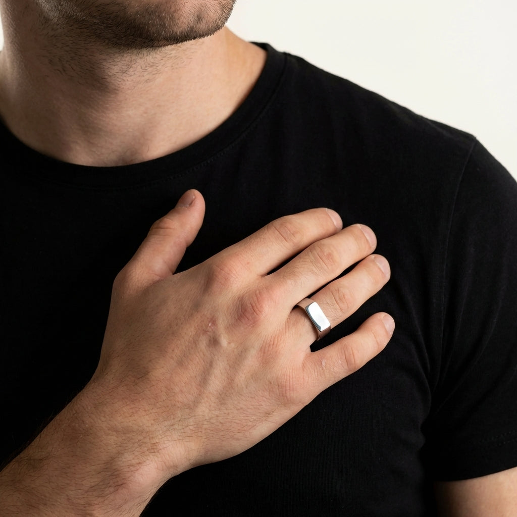 STAVR Onmodel — Rectangle Signet Ring — Silver