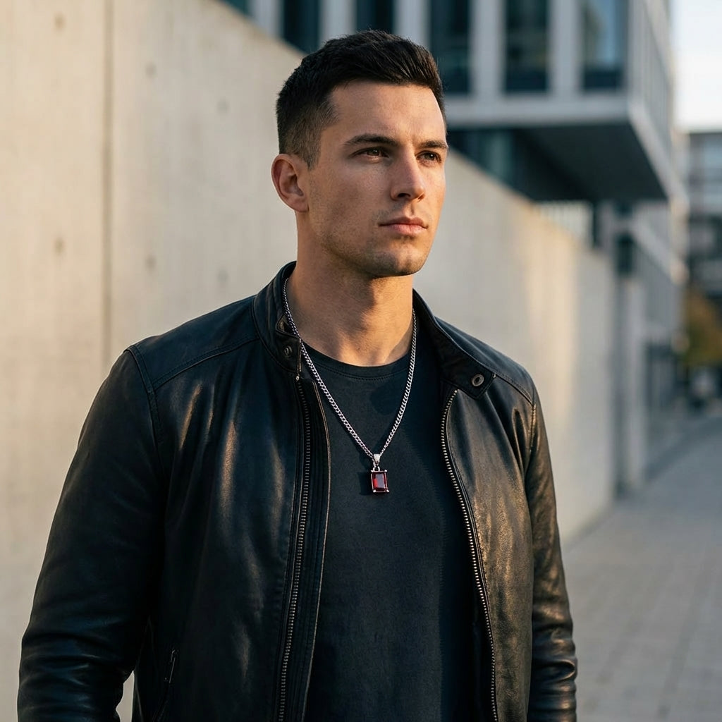 STAVR Urban — Red Onyx Necklace — Silver