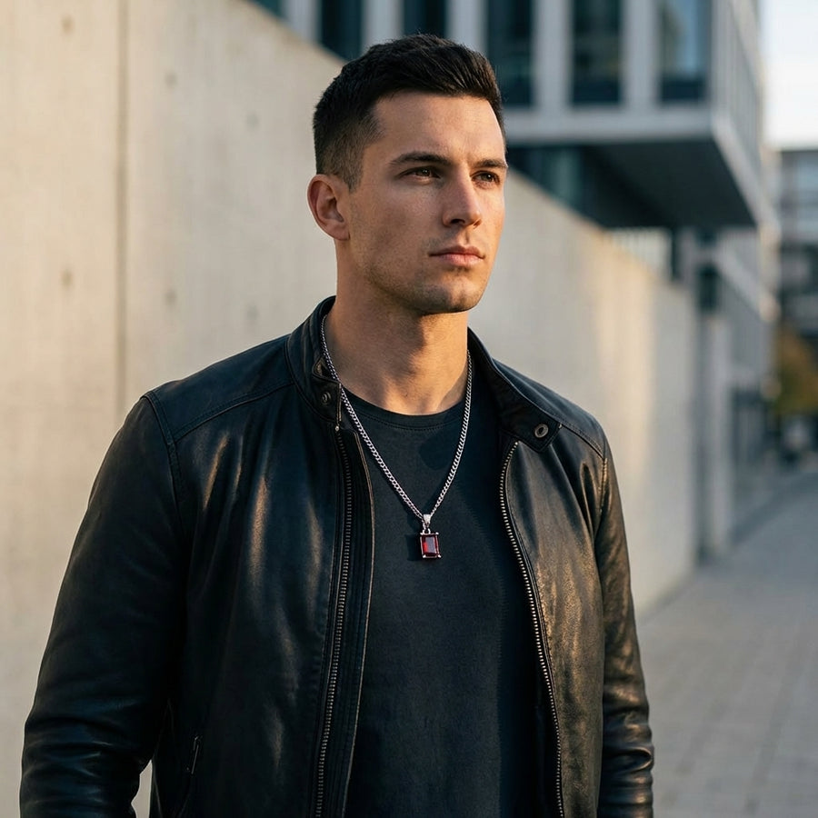 STAVR Urban — Red Onyx Necklace — Silver