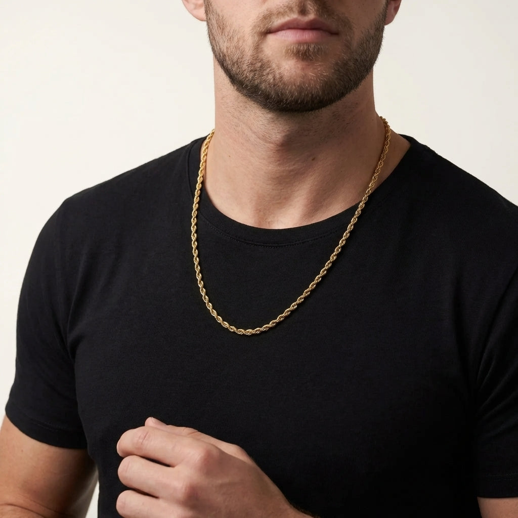 STAVR Onmodel — Rope 3MM Chain — 18K Gold