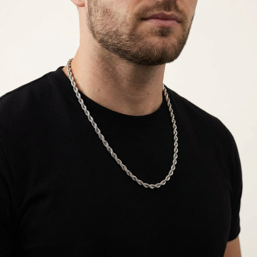 STAVR Onmodel — Rope 5MM Chain — Silver