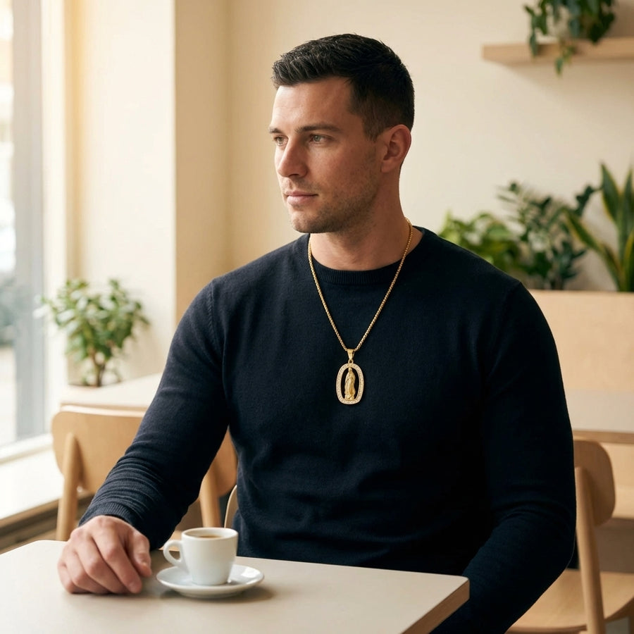 STAVR Cafe — Virgin Mary Iced Pendant — 18K Gold