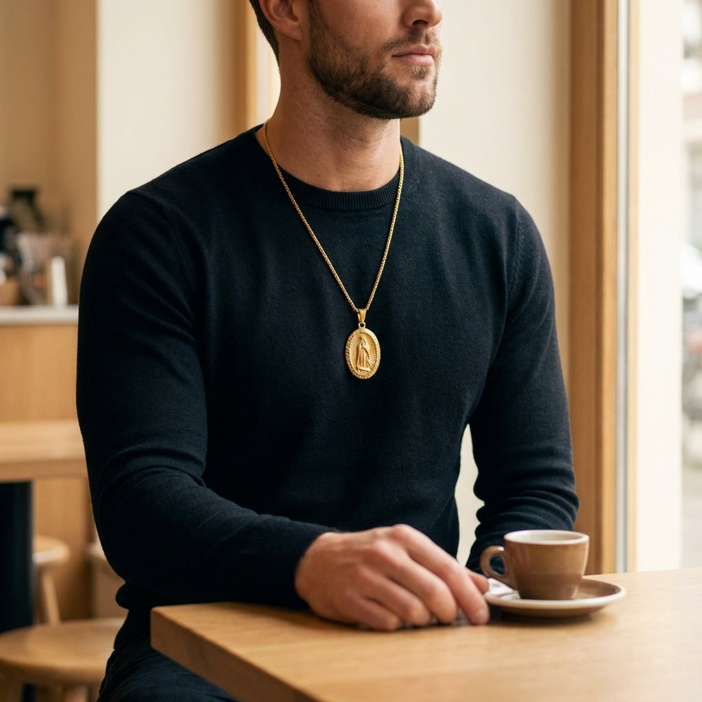 STAVR Cafe — Virgin Mary Pendant — 18K Gold
