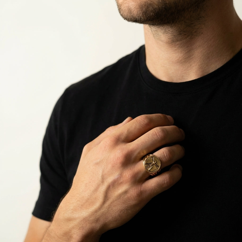 STAVR Onmodel — Vitruvian Ring — 18K Gold