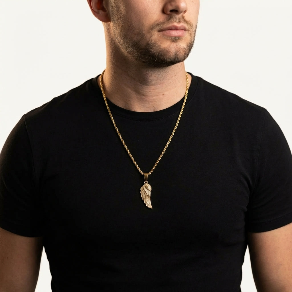 STAVR Onmodel — Wing Pendant — 18K Gold