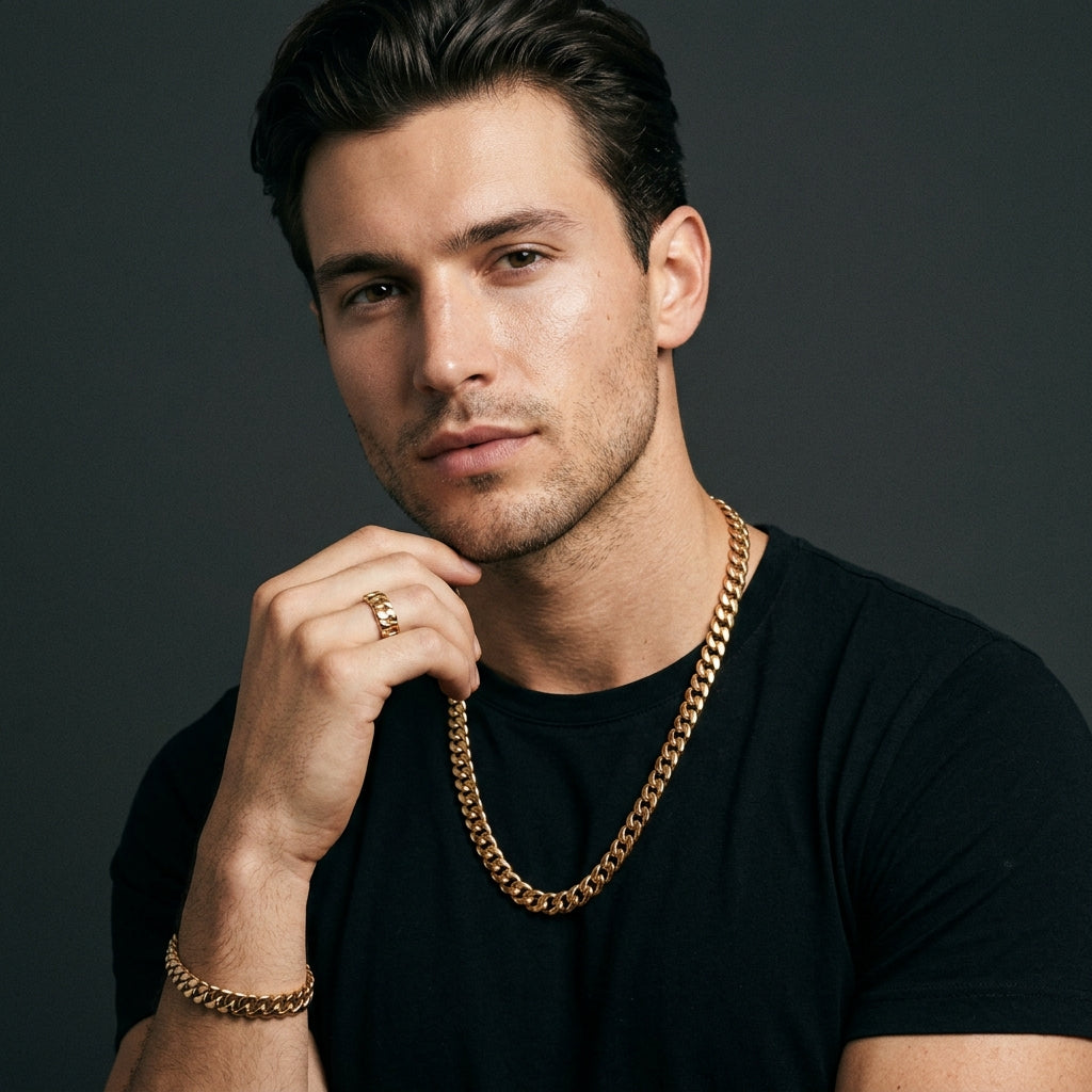 STAVR Onmodel — Presidential Ring Men's Set — 18K Gold