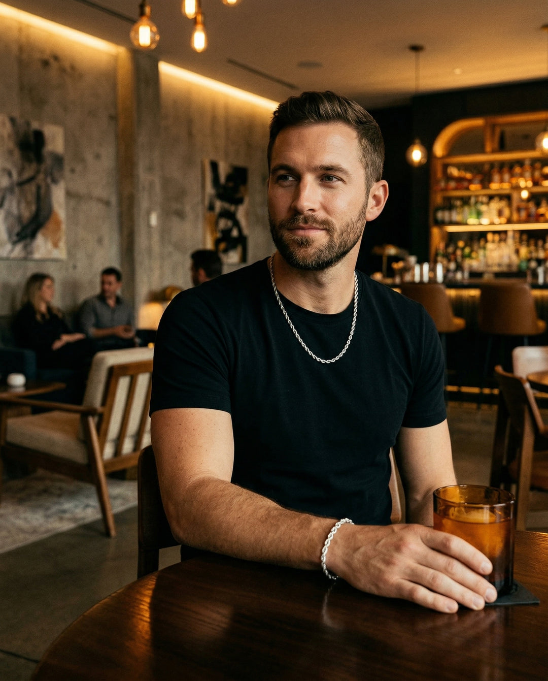 Rope 5MM Set — Silver lifestyle photo - editorial mens jewelry