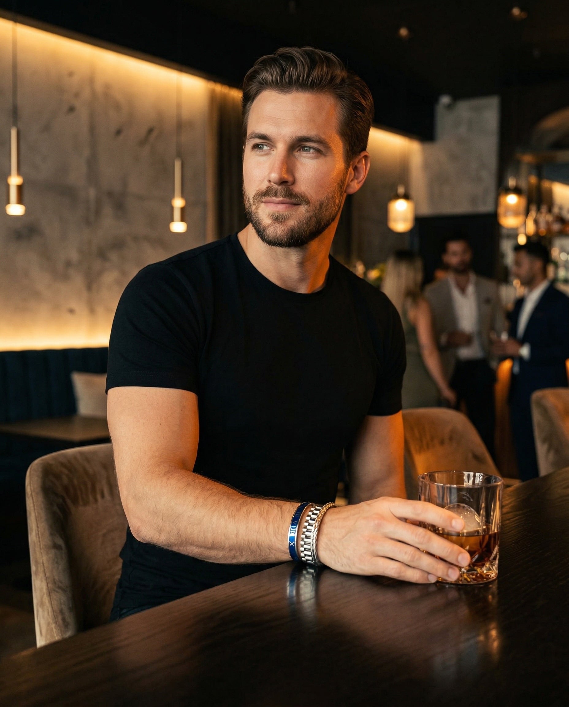 Presidential Blue Set — Silver lifestyle photo - editorial mens jewelry