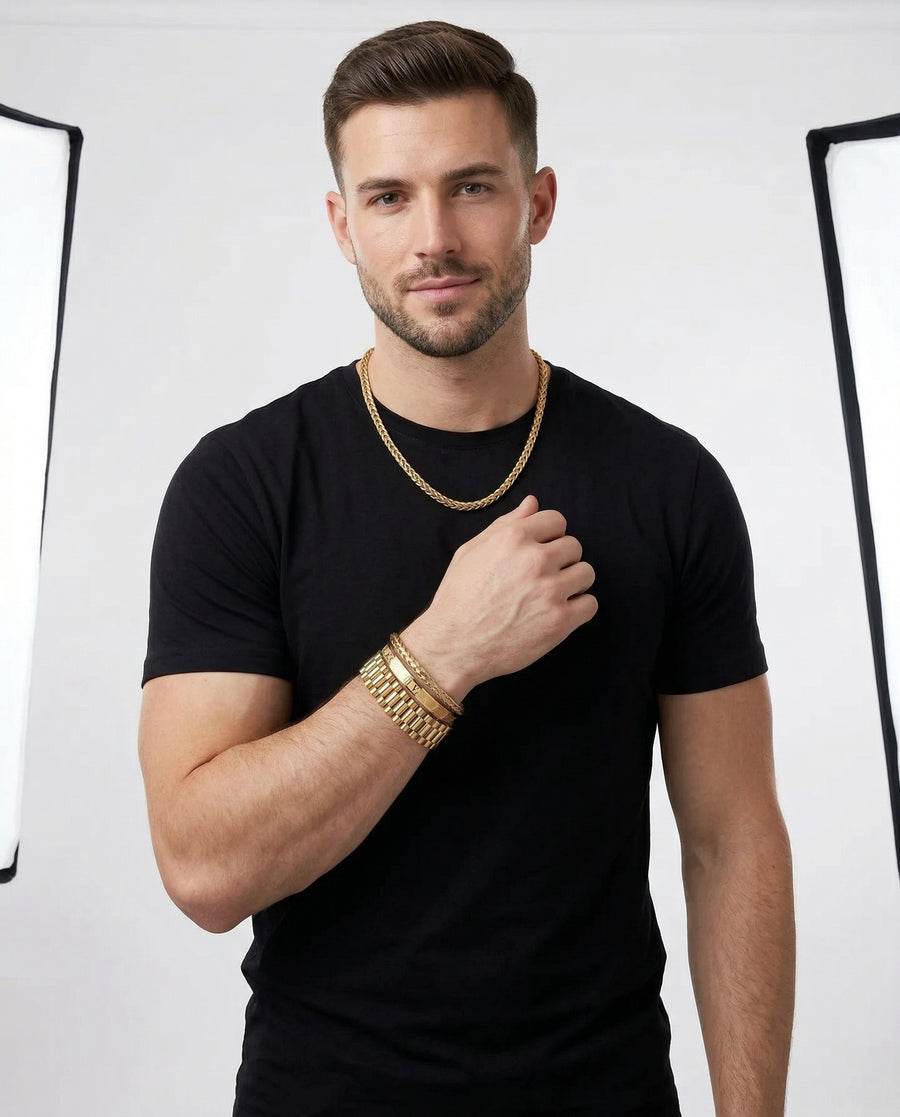 Presidential Set — 18K Gold worn by model - on-model product shot