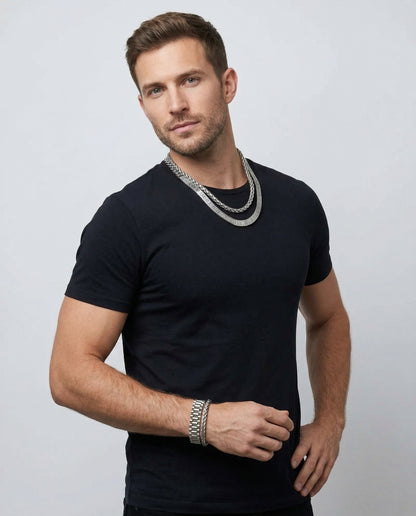 Presidential Set — Silver worn by model - on-model product shot